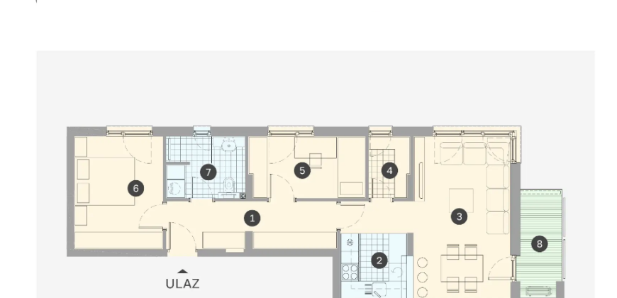 Trosoban stan 65,70 m2 – Borik